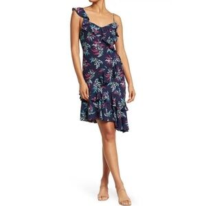 NWT Likely Ophelia Zoe Floral Ruffled Dress Navy Size 8 Wedding Guest Summer